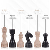 Chess Figures 3.5'' Travertine and Black Chess Pieces for Chess Set