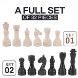 Chess Figures 3.5'' Travertine and Black Chess Pieces for Chess Set