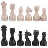 Chess Figures 3.5'' Travertine and Black Chess Pieces for Chess Set