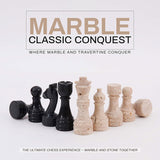 Chess Figures 3.5'' Travertine and Black Chess Pieces for Chess Set