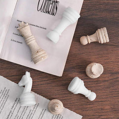Chess Figures 3.5'' Travertine and White Chess Pieces for Chess Sets, Chess Set Board Games