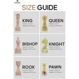 Chess Set 15'' Travertine and Green Onyx Chess Board Games for Adults - 2 Extra Queens and Storage Box