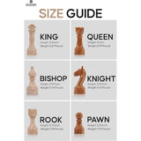 Chess Set 15'' Travertine and Red Chess Board Games - 2 Extra Queens and Storage Box
