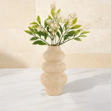 Travertine Marble Flower Vase — Stone Carved Centerpiece Vase in 2 Sculptural Sizes