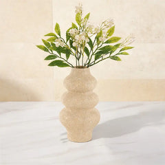 Travertine Marble Flower Vase for Dining & Coffee Table Décor – Modern Stone Vase for Home Decoration