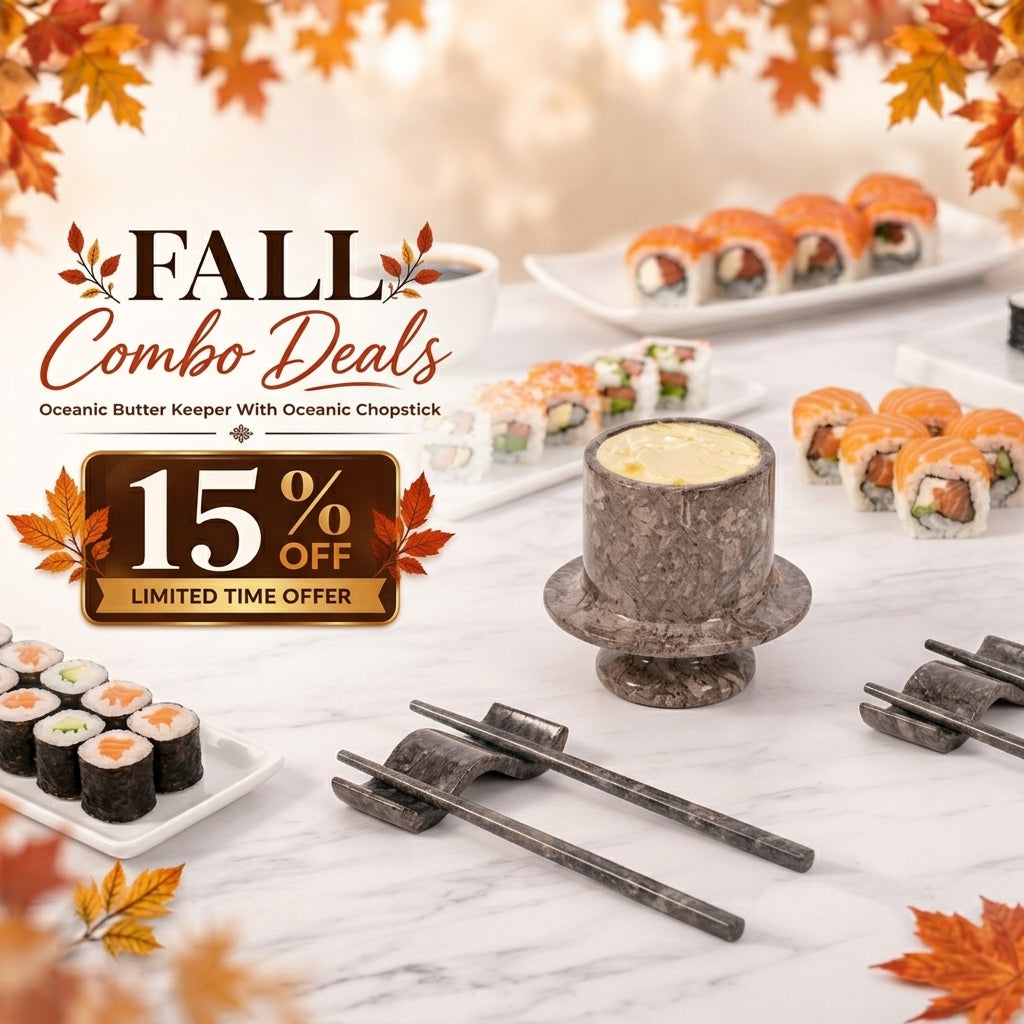 Fall Kitchen & Dining Marble Combo – Oceanic Butter Keeper & Spoon/Chopstick Rests