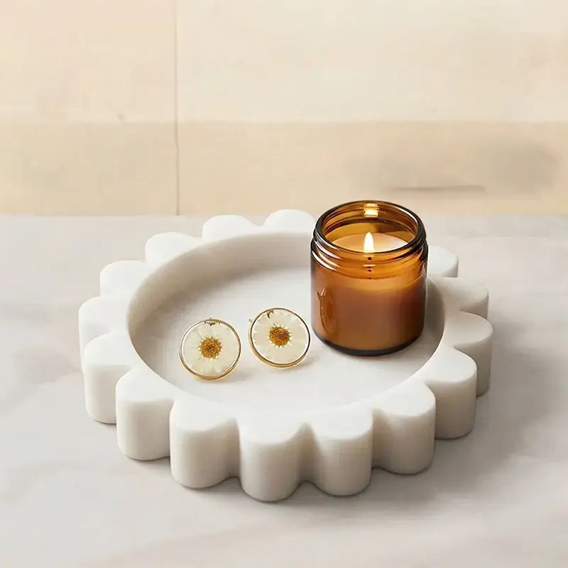 Marble Jewelry Dish 5.5 Inch Handmade Trinket Dish for Rings, Necklace & Earrings