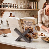 Marble Cookbook Stand for Kitchen — 8 Inch Natural Stone Recipe Book Stand