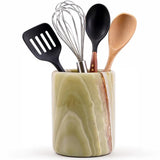 Travertine & Marble Kitchen Utensil Holder — Natural Stone Countertop Organizer & Flower Vase