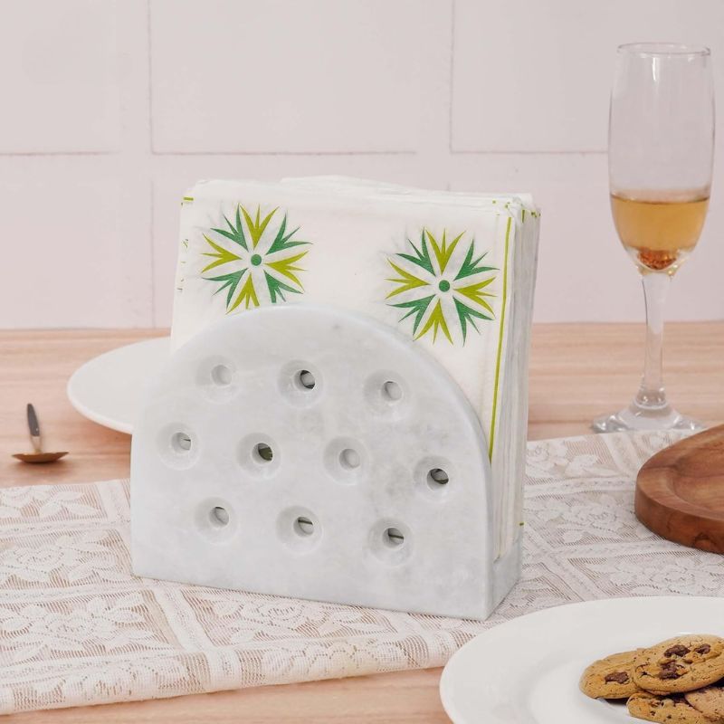 Marble 5" Napkin Holder For Table, Cocktail Napkin Holders, Paper Napkins Holder & Tissue Holder
