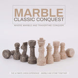 Marble Chess Figures 3.5'' Travertine and Oceanic Chess Pieces for Chess Board Games