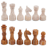 Marble Chess Figures 3.5'' Travertine and Red Chess Board Game for Travel Chess Set