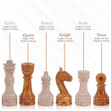Marble Chess Figures 3.5'' Travertine and Red Chess Board Game for Travel Chess Set