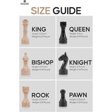 Marble Chess Set 15'' Travertine and Black Chess Board Games - 2 Extra Queens and Storage Box