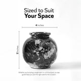 Marble Flower Vase 5 Inch Black Handmade Decorative Fresh Flowers Vases for Office Table Centerpiece - Small Stone Vases for Living Room, Home and Kitchen Decor