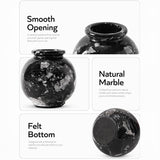 Marble Flower Vase 5 Inch Black Handmade Decorative Fresh Flowers Vases for Office Table Centerpiece - Small Stone Vases for Living Room, Home and Kitchen Decor