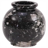 Marble Flower Vase 5 Inch Black Handmade Decorative Fresh Flowers Vases for Office Table Centerpiece - Small Stone Vases for Living Room, Home and Kitchen Decor