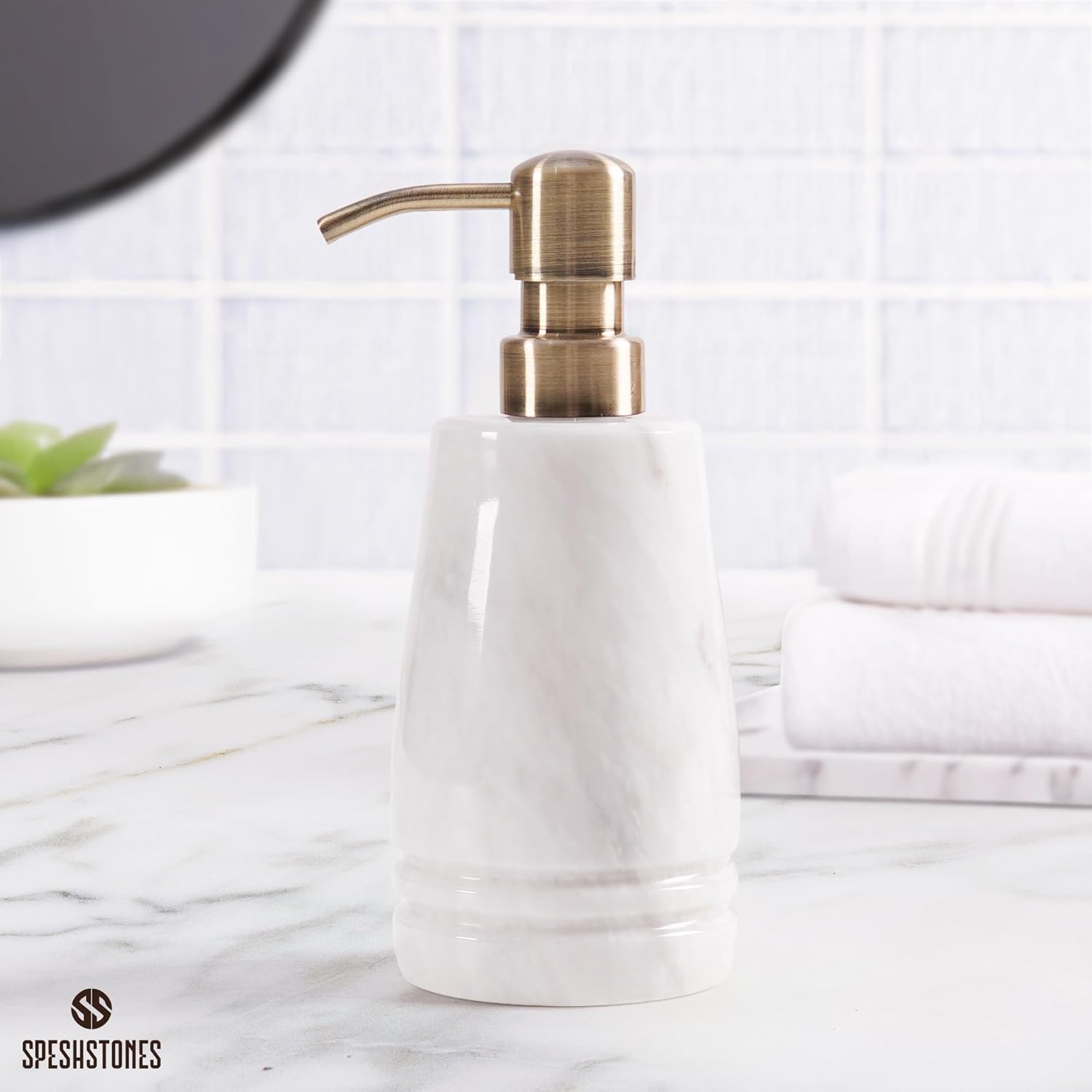 Marble Liquid Soap Dispenser Dish Soap Container for Kitchen Sink - Hand Pump Bottle, Lotion & Foaming Shampoo Dispenser for Bathroom Countertop