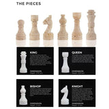 Marble White and Travertine Chess Set with Storage Box 12" For 2 Player Games for Adults