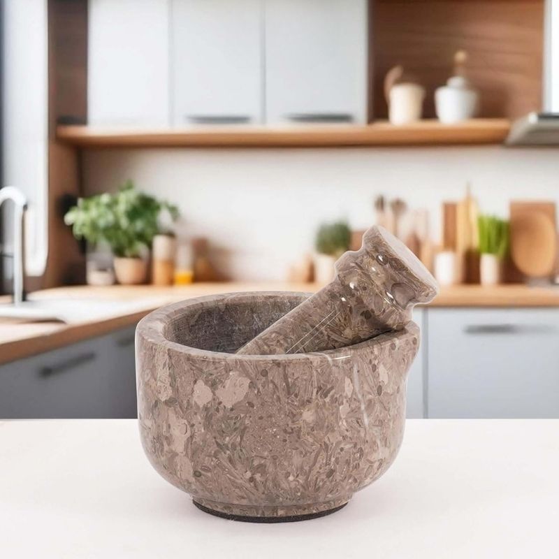 Marble Mortar and Pestle Set 2" For Herb Grinder Mortar, Marble Spice - Mini Crusher Bowl