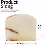 Marble Napkin Holder White onyx Stone Organizer for Tissue Paper & Cocktail Napkins, Coffee Bar Table
