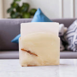 Marble Napkin Holder White onyx Stone Organizer for Tissue Paper & Cocktail Napkins, Coffee Bar Table