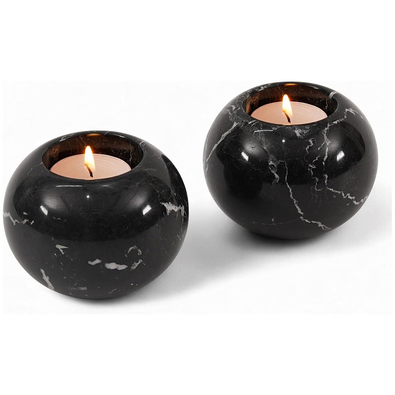 Marble Tealight Candles Black Holder Handmade White Votive Candle Holders