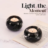 Marble Tealight Candles Black Holder Handmade White Votive Candle Holders