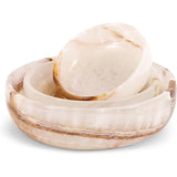 Marble Bowls Set of 3 Small Decorative Mixing Plates and Bowl for Dark Soy Sauce Serving, Storage & Kitchen Essentials - Stone Dishes Sets for Dining Table Decor