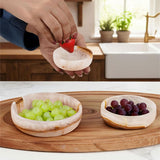 Marble Bowls Set of 3 Small Decorative Mixing Plates and Bowl for Dark Soy Sauce Serving, Storage & Kitchen Essentials - Stone Dishes Sets for Dining Table Decor