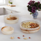 Marble Bowls Set of 3 Small Decorative Mixing Plates and Bowl for Dark Soy Sauce Serving, Storage & Kitchen Essentials - Stone Dishes Sets for Dining Table Decor