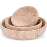 Marble Bowls Set of 3 Small Decorative Mixing Plates and Bowl for Dark Soy Sauce Serving, Storage & Kitchen Essentials - Stone Dishes Sets for Dining Table Decor