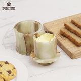 Marble Butter Dish with Lid – French Butter Keeper Crock for Countertop Storage