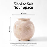 Marble Flower Vase 5 Inch Black Handmade Decorative Fresh Flowers Vases for Office Table Centerpiece - Small Stone Vases for Living Room, Home and Kitchen Decor