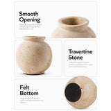 Marble Flower Vase 5 Inch Black Handmade Decorative Fresh Flowers Vases for Office Table Centerpiece - Small Stone Vases for Living Room, Home and Kitchen Decor