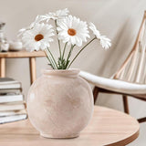 Marble Flower Vase 5 Inch Black Handmade Decorative Fresh Flowers Vases for Office Table Centerpiece - Small Stone Vases for Living Room, Home and Kitchen Decor