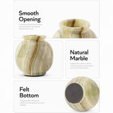 Marble Flower Vase 5 Inch Black Handmade Decorative Fresh Flowers Vases for Office Table Centerpiece - Small Stone Vases for Living Room, Home and Kitchen Decor