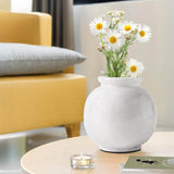 Marble Flower Vase 5 Inch Black Handmade Decorative Fresh Flowers Vases for Office Table Centerpiece - Small Stone Vases for Living Room, Home and Kitchen Decor