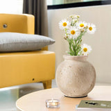 Marble Flower Vase 5 Inch Black Handmade Decorative Fresh Flowers Vases for Office Table Centerpiece - Small Stone Vases for Living Room, Home and Kitchen Decor