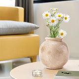 Marble Flower Vase 5 Inch Black Handmade Decorative Fresh Flowers Vases for Office Table Centerpiece - Small Stone Vases for Living Room, Home and Kitchen Decor