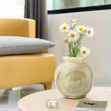 Marble Flower Vase 5 Inch Black Handmade Decorative Fresh Flowers Vases for Office Table Centerpiece - Small Stone Vases for Living Room, Home and Kitchen Decor