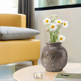 Marble Flower Vase 5 Inch Black Handmade Decorative Fresh Flowers Vases for Office Table Centerpiece - Small Stone Vases for Living Room, Home and Kitchen Decor