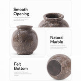 Marble Flower Vase 5 Inch Black Handmade Decorative Fresh Flowers Vases for Office Table Centerpiece - Small Stone Vases for Living Room, Home and Kitchen Decor