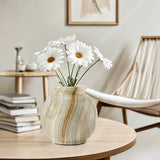 Marble Flower Vase 5 Inch Black Handmade Decorative Fresh Flowers Vases for Office Table Centerpiece - Small Stone Vases for Living Room, Home and Kitchen Decor