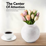 Marble Flower Vase 5 Inch Black Handmade Decorative Fresh Flowers Vases for Office Table Centerpiece - Small Stone Vases for Living Room, Home and Kitchen Decor