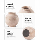 Marble Flower Vase 5 Inch Black Handmade Decorative Fresh Flowers Vases for Office Table Centerpiece - Small Stone Vases for Living Room, Home and Kitchen Decor