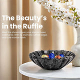 Marble Ruffle Bowl – Scalloped Decorative Bowl for Keys, Fruit, Candy & Tabletop Display