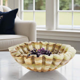 Marble Ruffle Bowl – Scalloped Decorative Bowl for Keys, Fruit, Candy & Tabletop Display