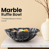Marble Ruffle Bowl – Scalloped Decorative Bowl for Keys, Fruit, Candy & Tabletop Display