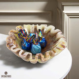 Marble Ruffle Bowl – Scalloped Decorative Bowl for Keys, Fruit, Candy & Tabletop Display